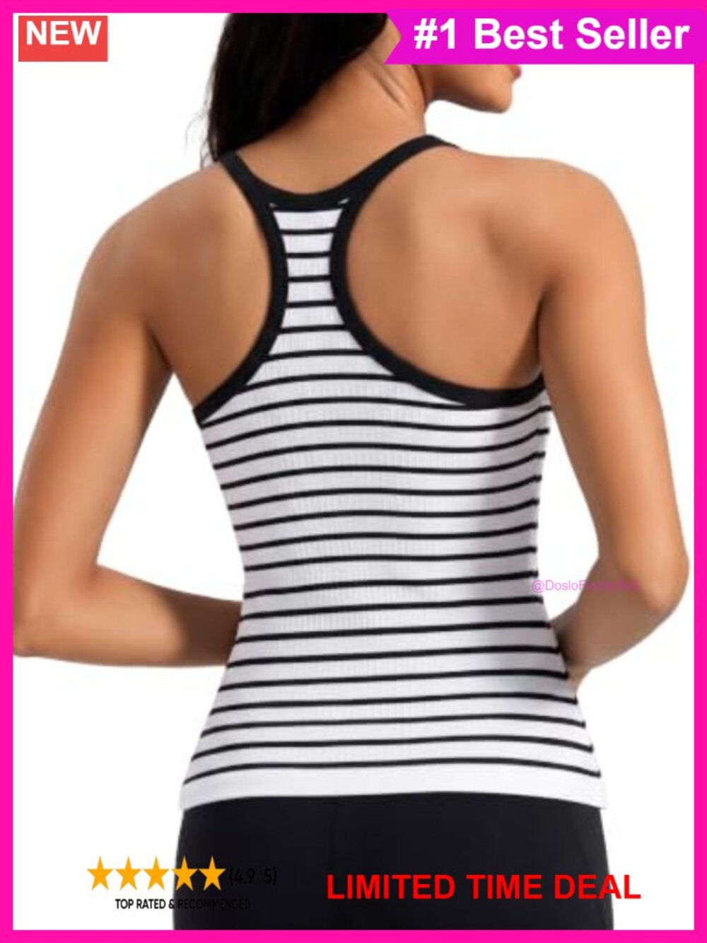 Ribflex Workout Tank Top with Built-in Bra Spaghetti Strap Racerback